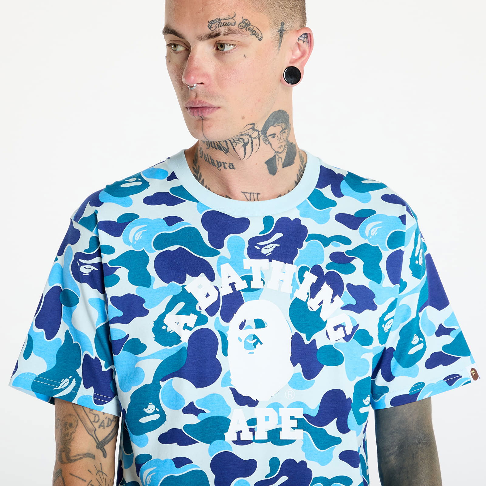 A BATHING APE Abc Camo College Tee Blue