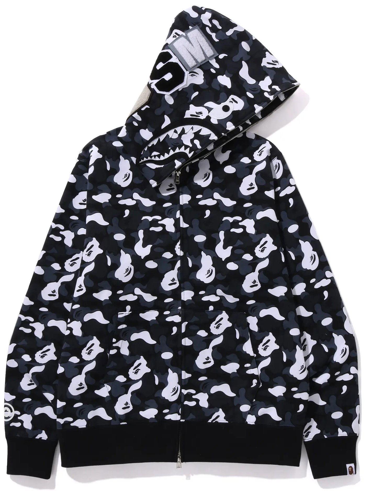 Bape x DSM Camo Shark Full Zip Hoodie Black