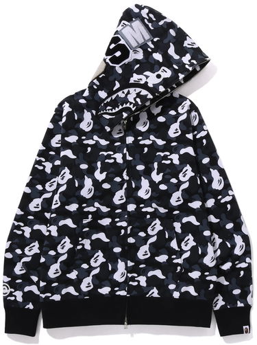 Mikina BAPE Bape x DSM Camo Shark Full Zip Hoodie Black Čierna | BAPE-DSM-SHARK, 0