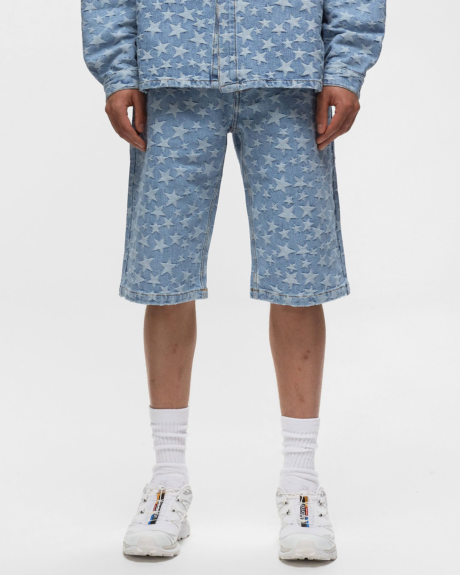 Denim Jacquard Woven Shorts