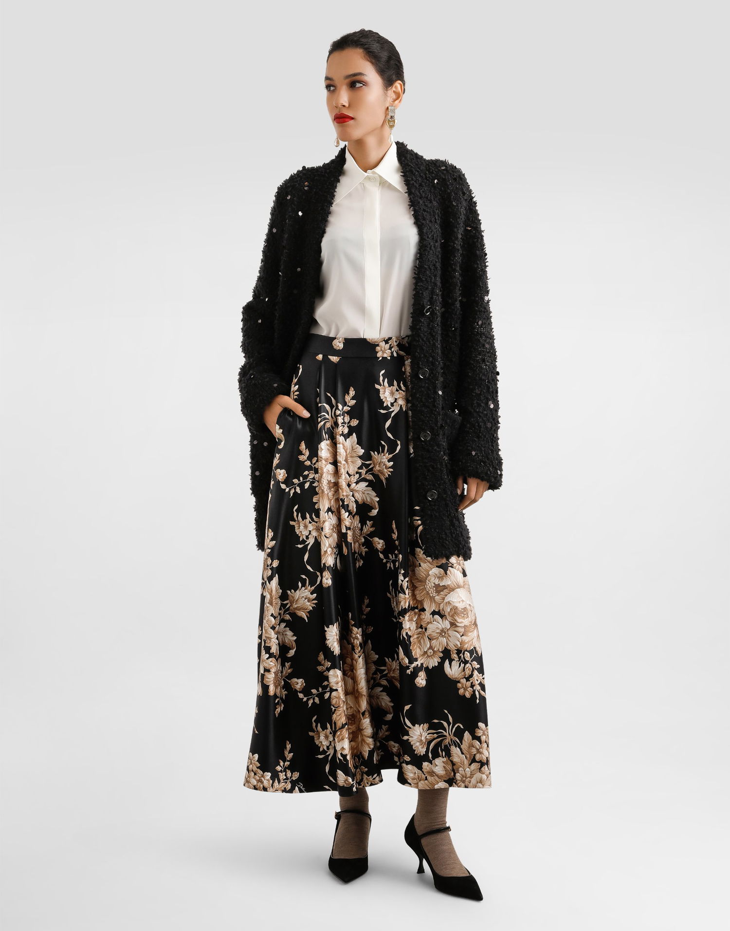 Košeľa Dolce & Gabbana Dolce & Gabbana Crepe De Chine Button-Down Shirt Biela | F5R64TFUAGMW3789, 1