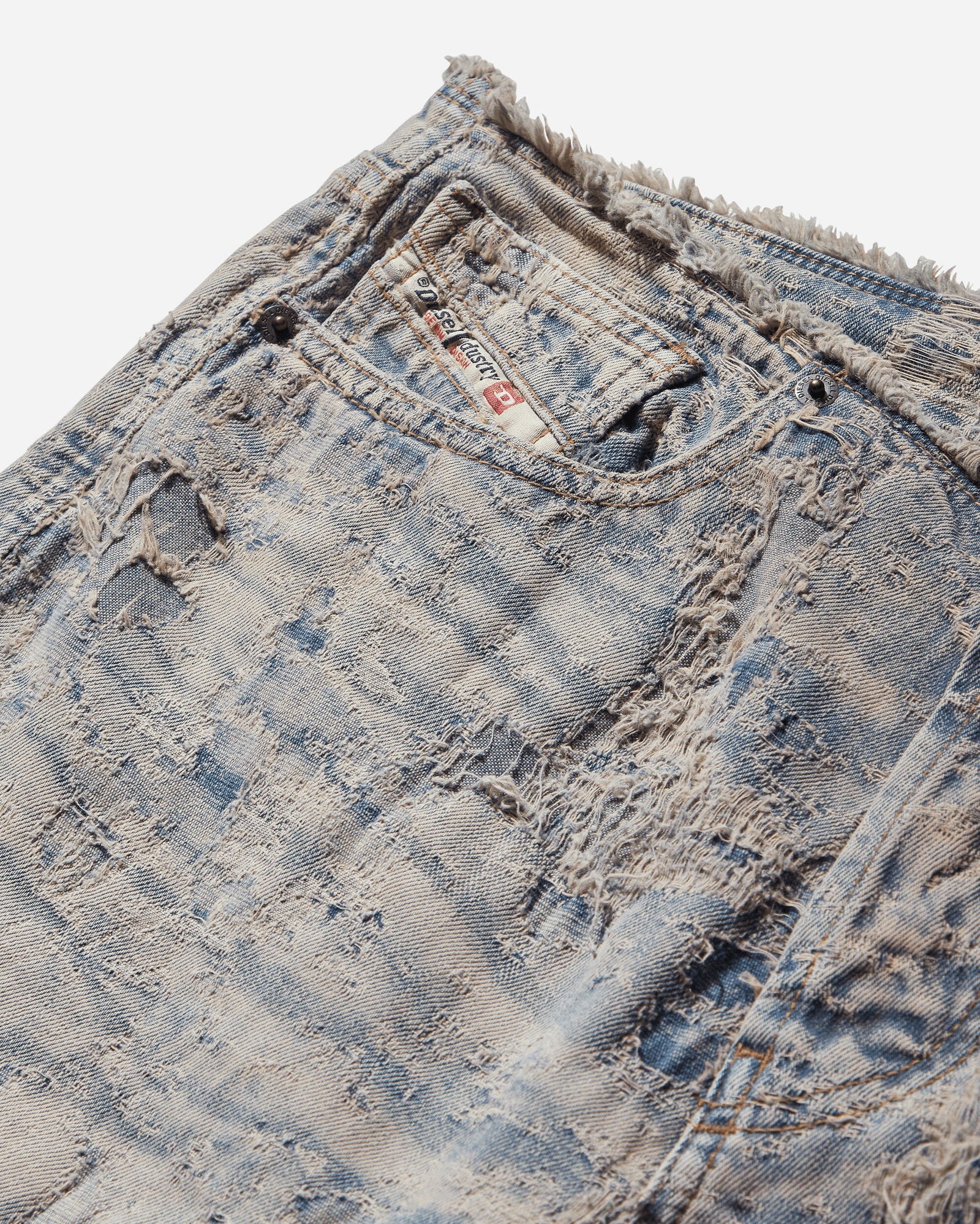 Distressed Straight Denim Pants