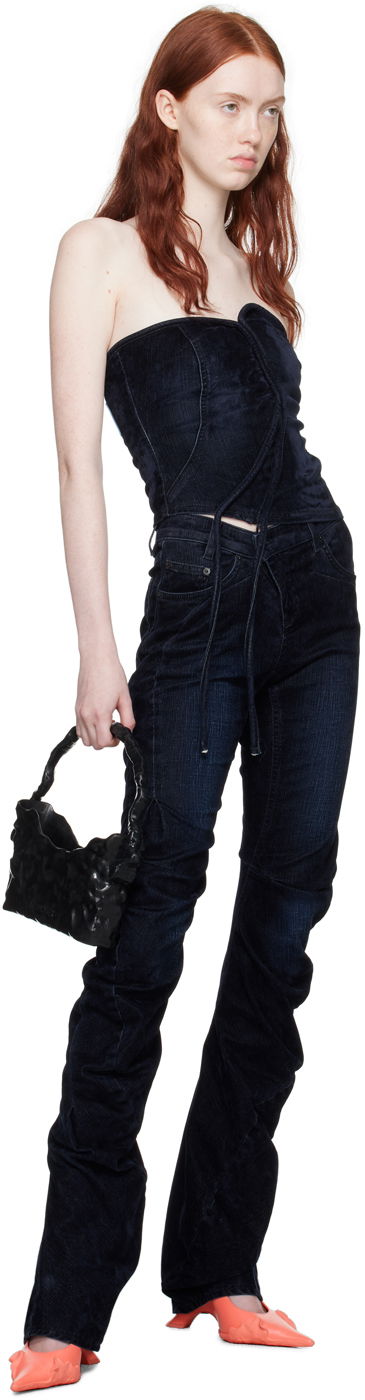 Tielko Ottolinger Ottolinger Asymmetric Denim Tank Top Navy | 1703410, 3