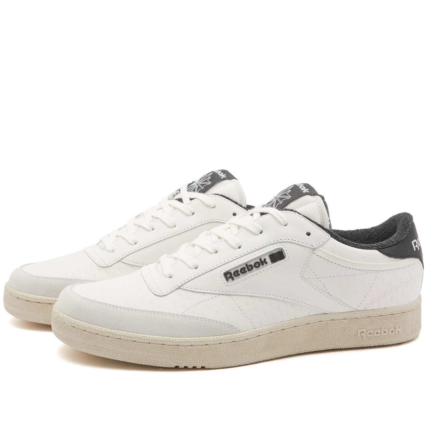 Tenisky a topánky Reebok Men's Club C Sneakers in White/Black, Size UK 10 | END. Clothing Šedá | RMIA011C99LEA0030110, 0