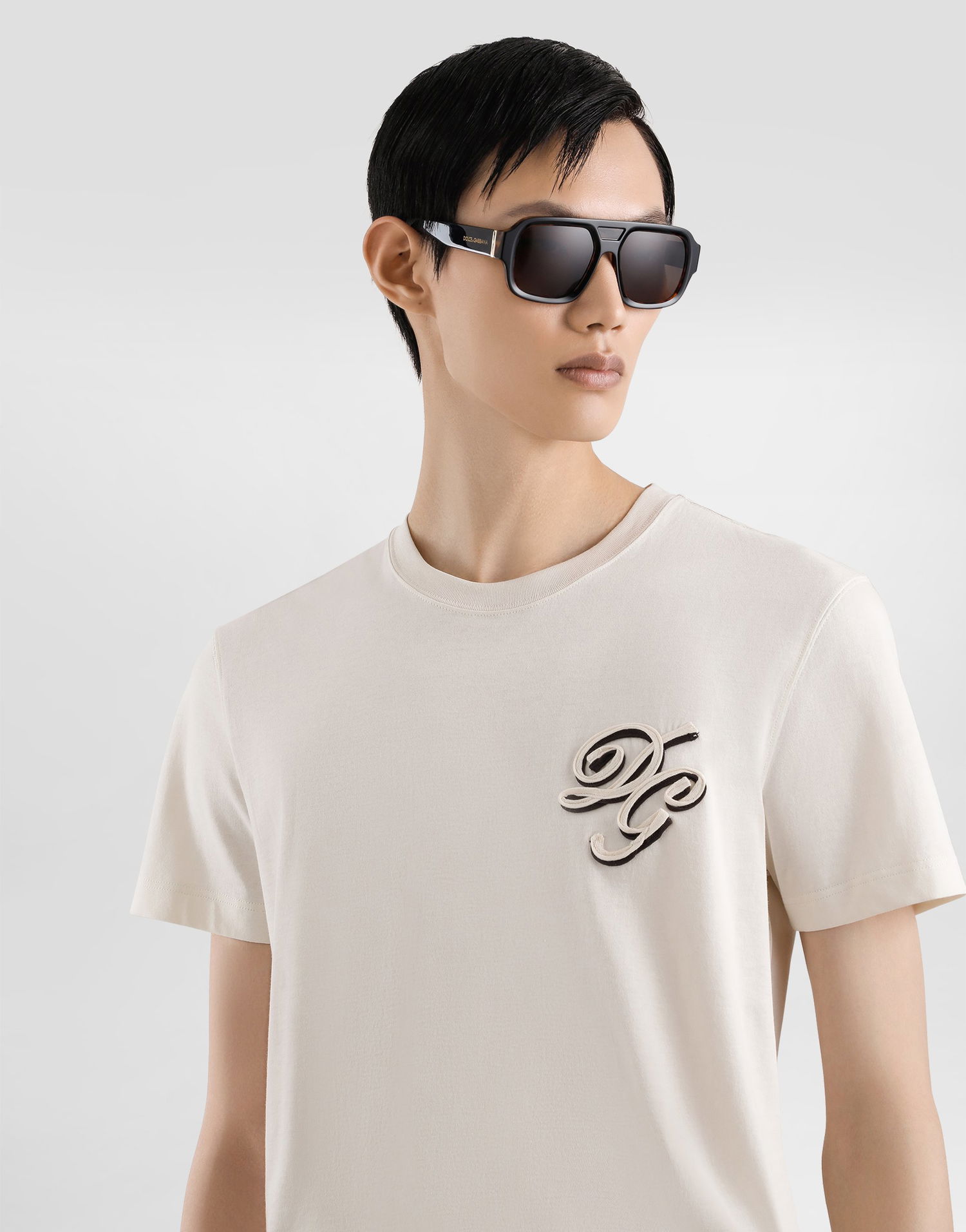 Tričko Dolce & Gabbana Dolce & Gabbana Embroidered Cotton T-Shirt Béžová | G8RN8ZG7PJ0A4567, 1