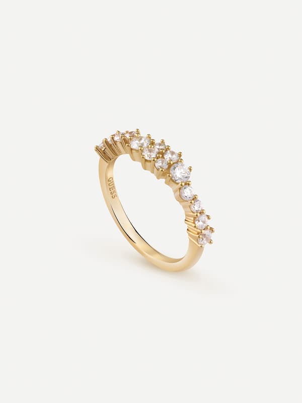 Prsteň GUESS Gold Tone Crystal Ring Metalická | JSBR04480JW