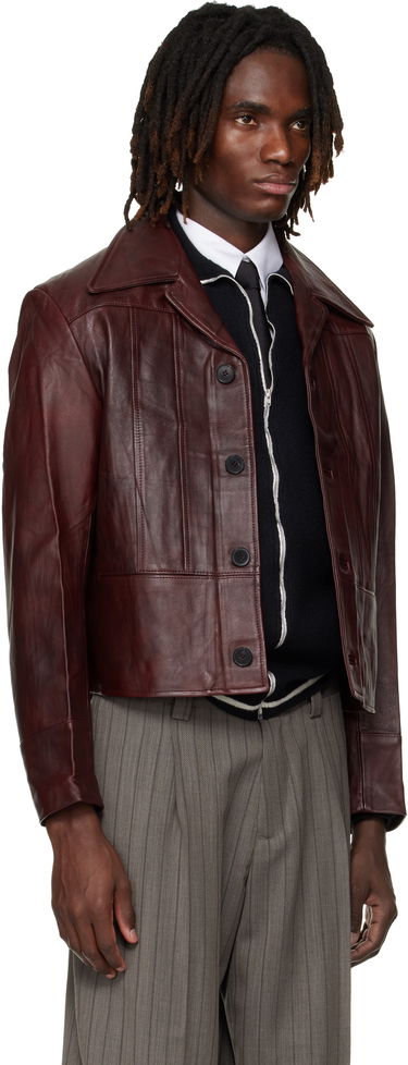 Bunda Enfants Riches Déprimés Nick Cropped Leather Jacket Vínová | 030-541, 1