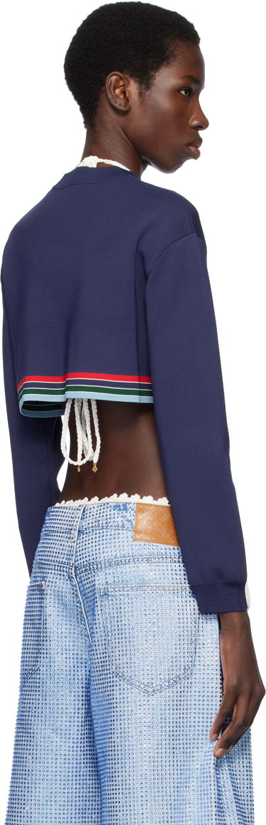 Sveter Casablanca Casablanca Baseball Cropped Sweater Navy | WS25-KW-982-01, 2