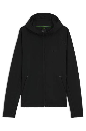 Mikina BOSS Stretch Zip-Up Hoodie with Moisture Management Čierna | 50531224, 0
