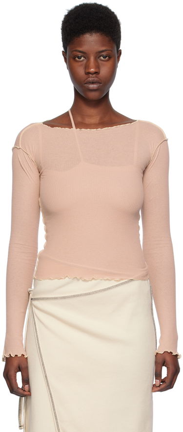 Tričko Baserange Long Sleeve Lettuce Hem T-Shirt Ružová | TTVL-RB-SP24, 0