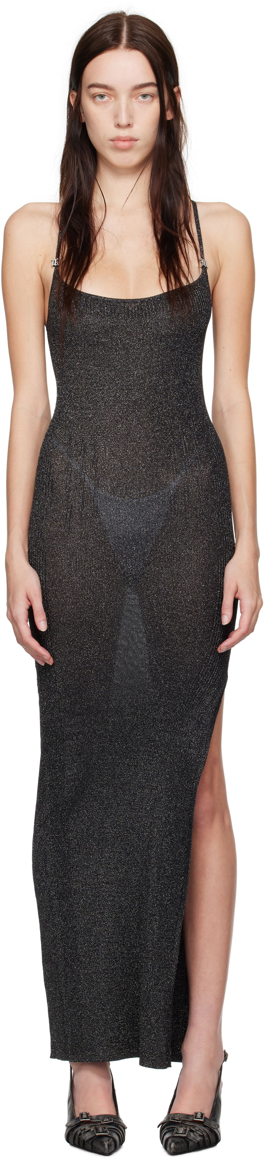 Šaty MISBHV Knitted Long Maxi Dress Čierna | 241W848, 0