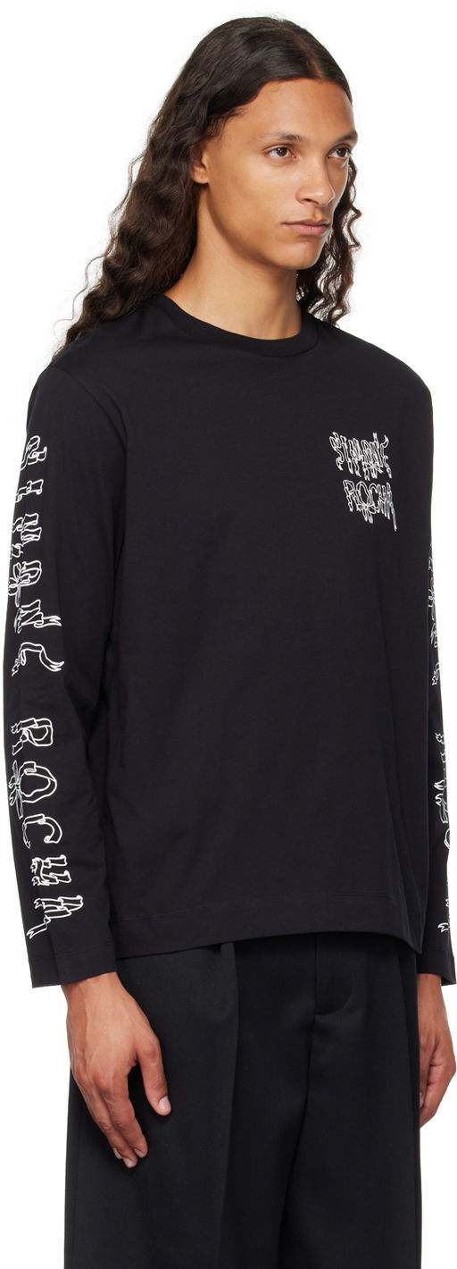 Tričko Simone Rocha Simone Rocha Printed Ribbon Logo Long Sleeve T-Shirt Čierna | 5194P19P21-M 0569, 1