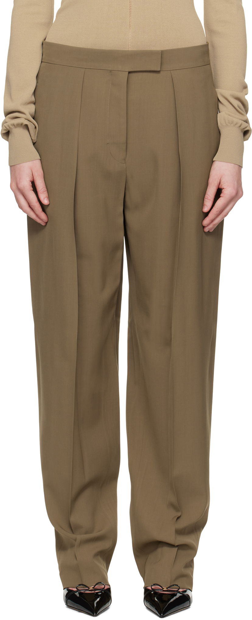 Nohavice FERRAGAMO Ferragamo Inverted Pleats Trousers Zelené | 782662