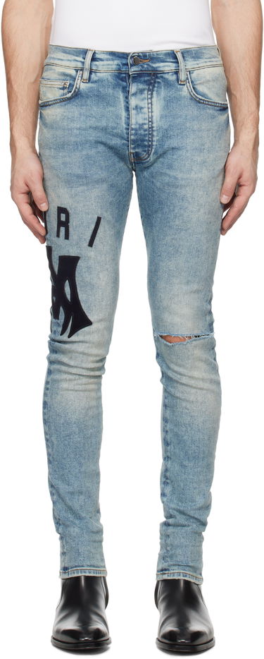 Džínsy AMIRI AMIRI Suede Applique Logo Skinny Jeans Modrá | AMDNSY1097, 0