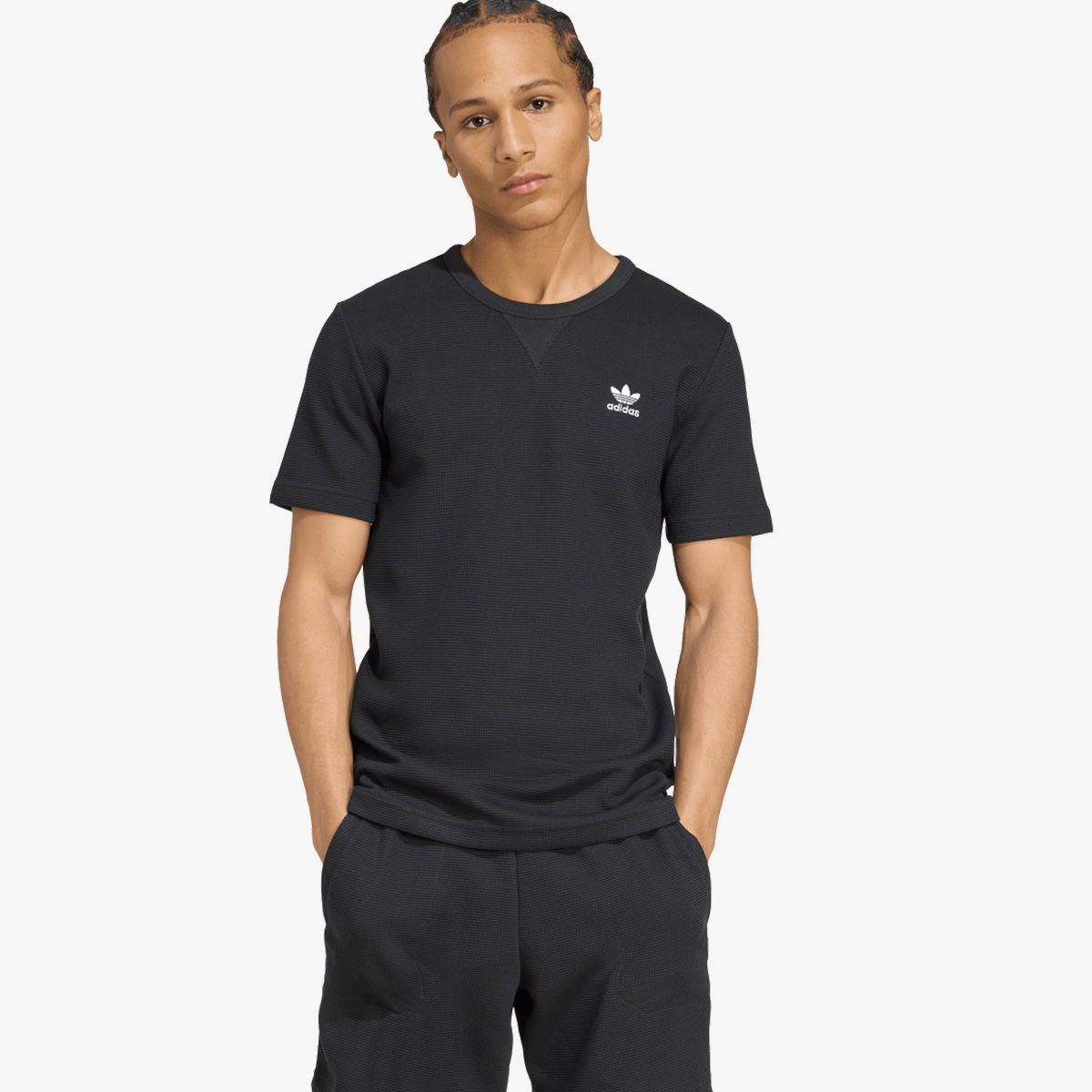 Tričko adidas Performance Trefoil Essentials Waffle T-Shirt Čierna | KA7767, 1