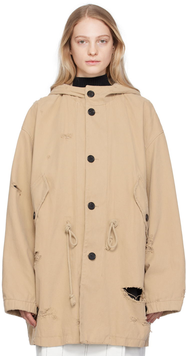 Parka We11done Distressed Hooded Coat Béžová | WD-JP3-23-153-U-BG, 0