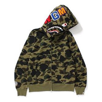Mikina BAPE Bathing Ape Camo Shark Full Zip Hoodie Zelené | 1E80-115-022, 0