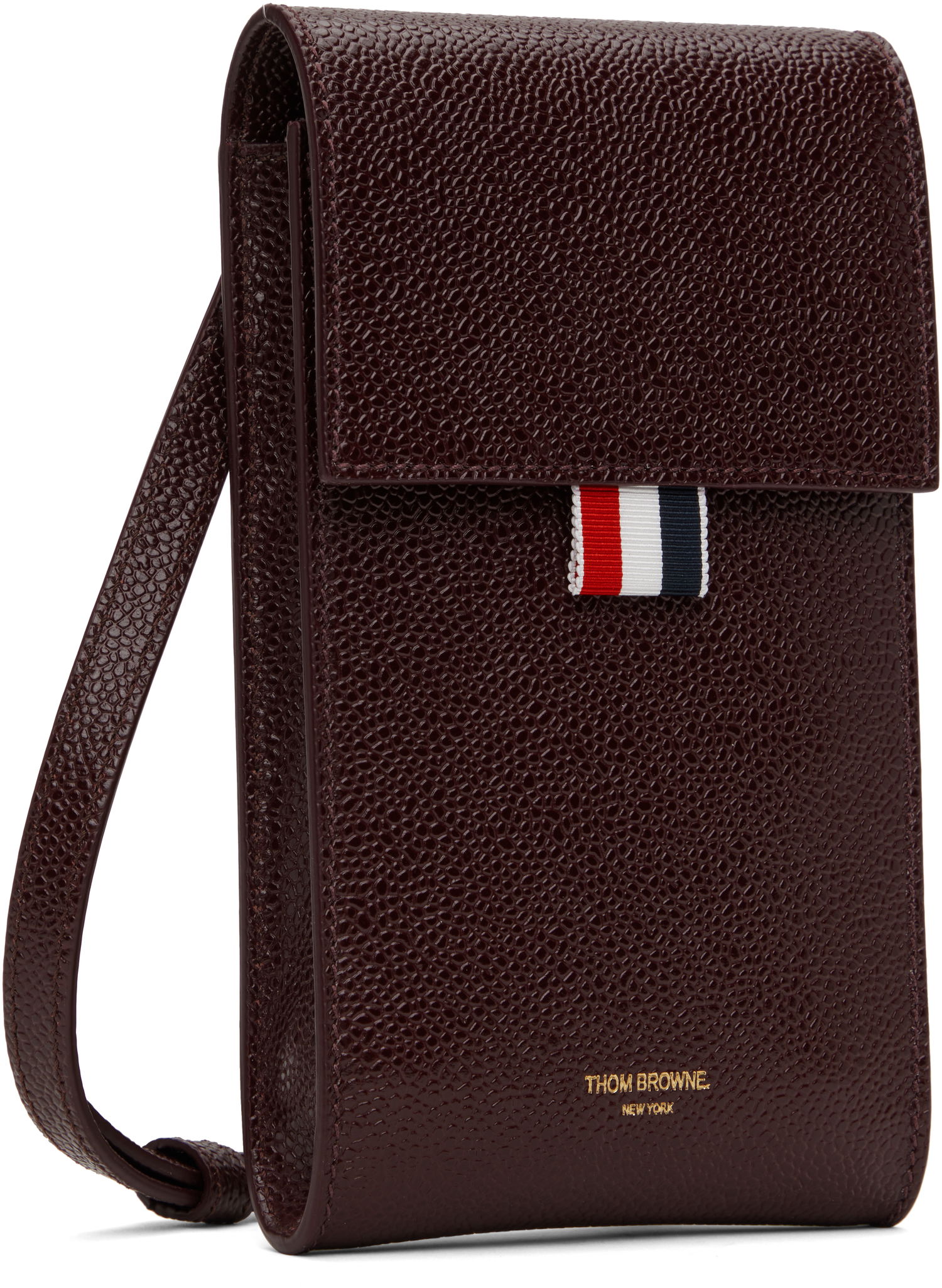 Peňaženka Thom Browne Leather Crossbody Phone Pouch Hnedá | MAC113A-03542, 1