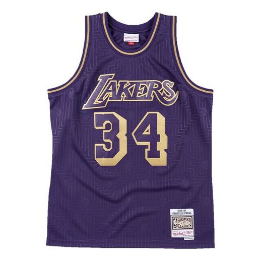 Dres Mitchell & Ness Mitchell & Ness Lakers #34 Hardwood Classics Swingman Jersey Fialová | SMJYBW19065-LALPURP97SON
