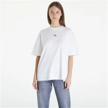 CALVIN KLEIN Jeans Woven Label Rib Short Sleeve Tee White J20J223419 YAF