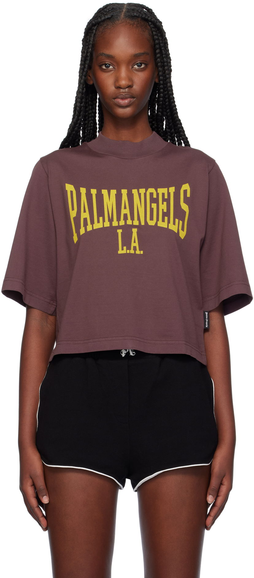 Crop Top Palm Angels College Cropped T-shirt Vínová | PWAA020F24JER0022918