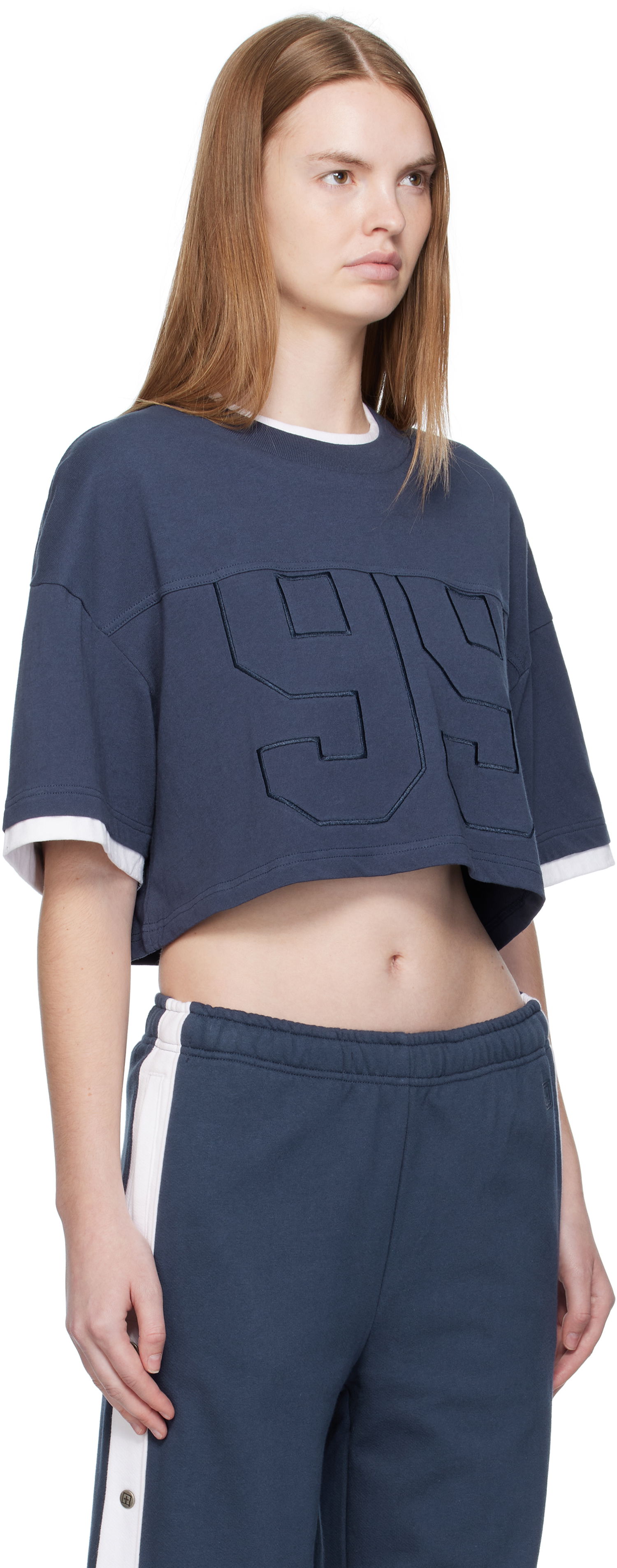 Crop Top Ksubi Ksubi '99' Boyfriend Cropped T-Shirt Navy | WFA25TE001, 1
