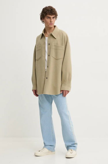 Košeľa Nanushka Oversized Wool Shirt Jacket Zelené | NM24PFJK00962, 1