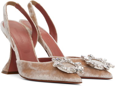 Tenisky a topánky Amina Muaddi Sling Back Velvet Pumps With Embellishment Béžová | BEGUM SLING VELVET, 3