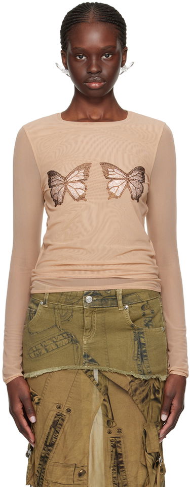 Tielko Blumarine Graphic Long Sleeve T-Shirt Béžová | P422T056A, 0