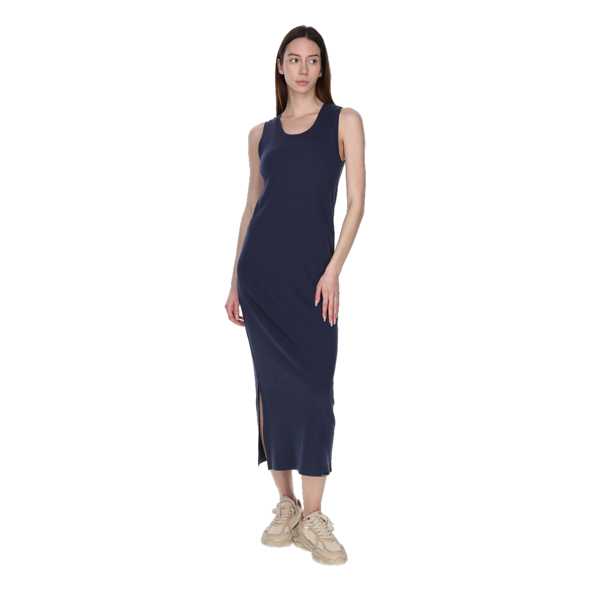 Šaty Champion Sleeveless Ribbed Midi Dress with Slit Navy | 118299-BS505, 0