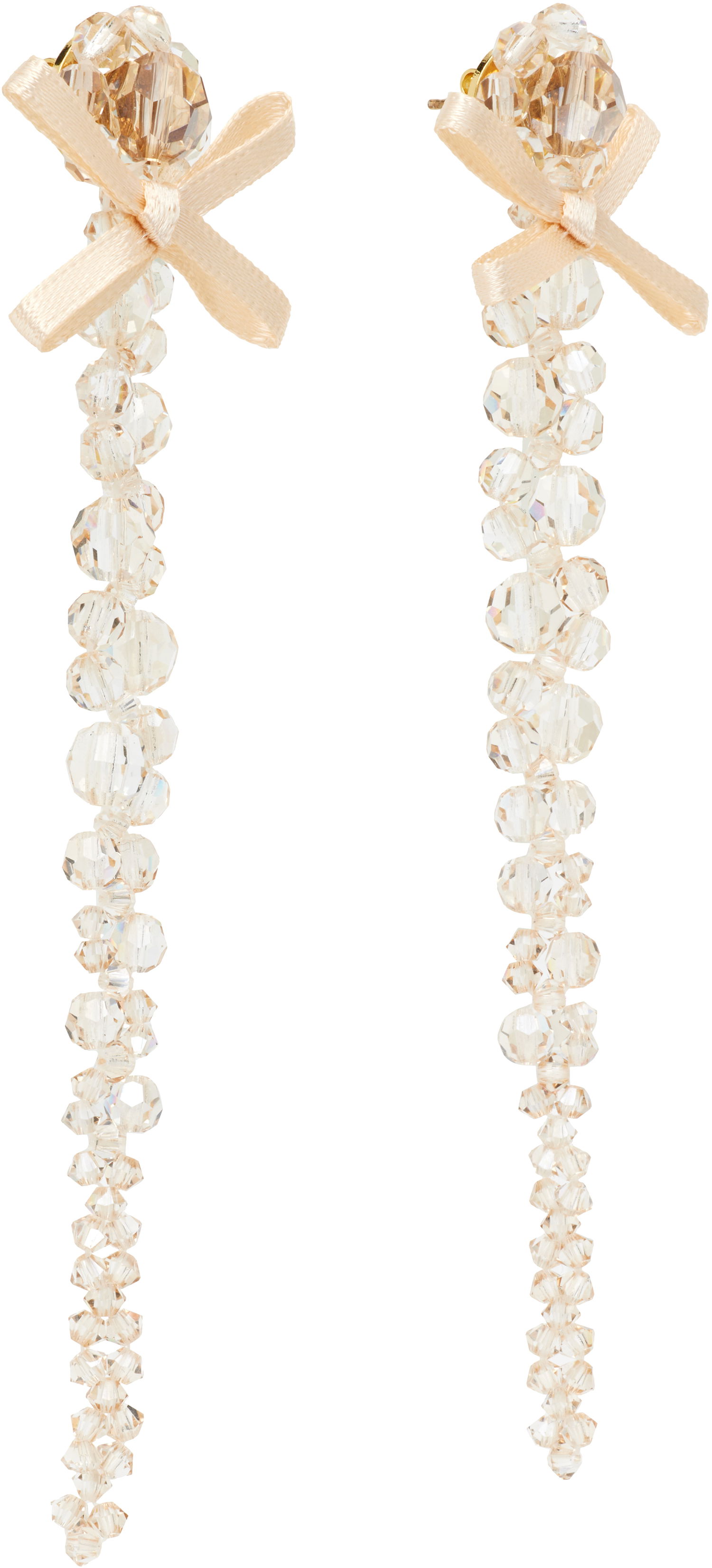 Náušnice Simone Rocha Simone Rocha Petite Bow Drip Faceted Crystal Bead Earrings Béžová | ERG547 0903, 1