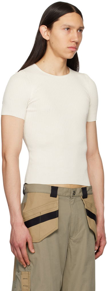 Crop Top Dion Lee Dion Lee Gradient Rib T-Shirt Biela | C7192S23, 1