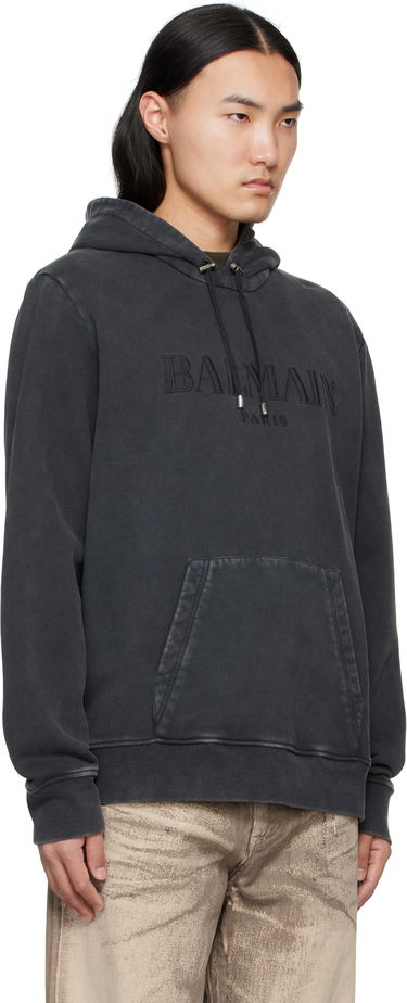 Mikina Balmain Balmain Vintage Embroidered Hoodie Modrá | EH1JT047BC72, 4