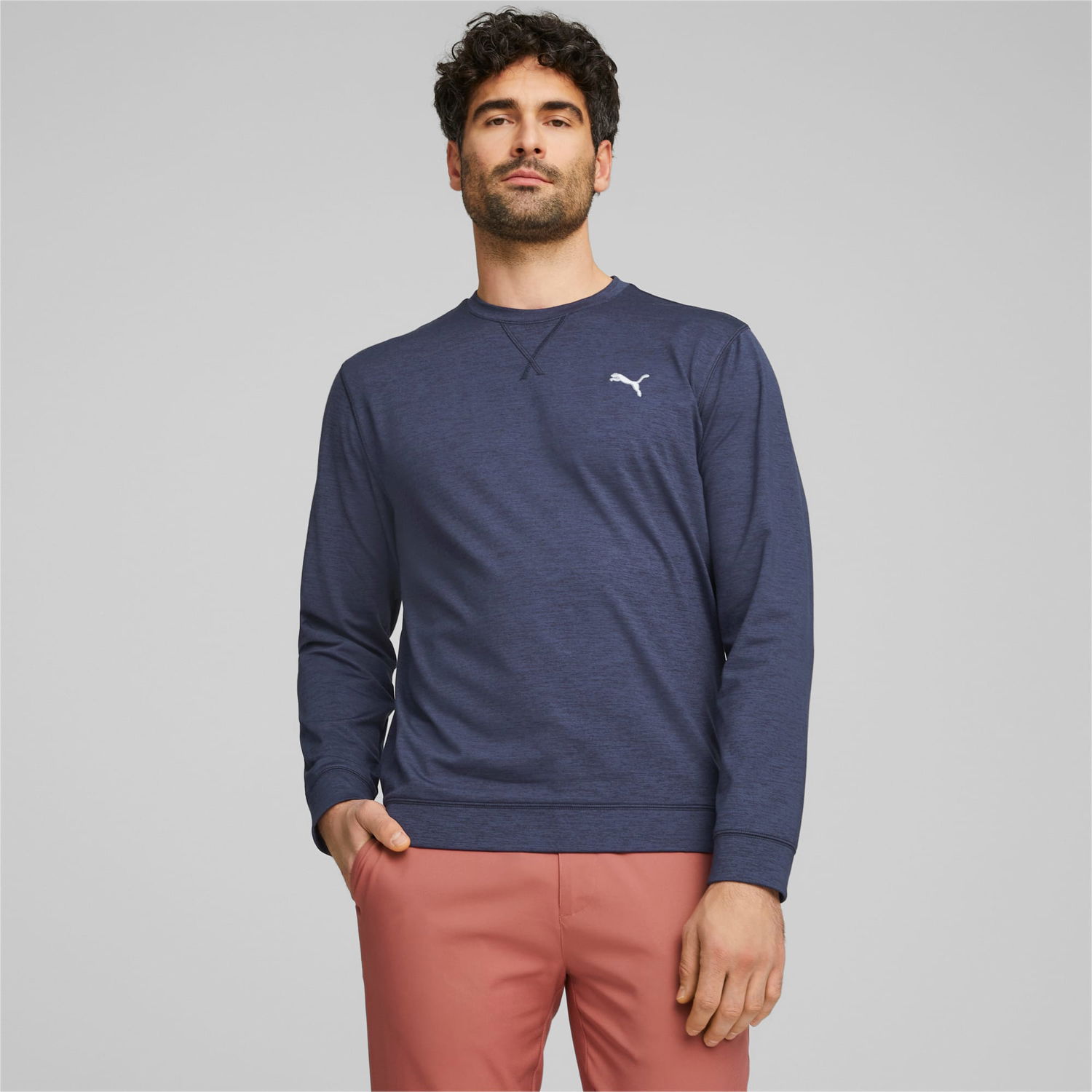 Mikina Puma Cloudspun Heather Crewneck Golf Sweatshirt Navy | 537467_04, 1
