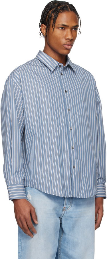 Košeľa AMI AMI Paris Boxy Fit Striped Longsleeve Shirt Modrá | HSH191.CO0108-4505, 2