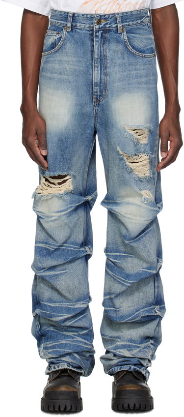 Džínsy We11done We11done Distressed Wrinkled Jeans Modrá | WD-DP0-25-319-M-BL, 0