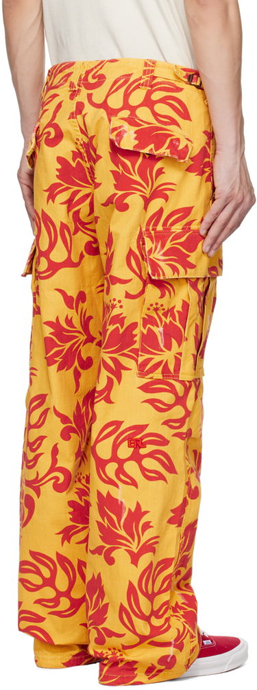 Cargo nohavice ERL Embroidered Floral Print Cargo Pants Žltá | ERL06P001, 2