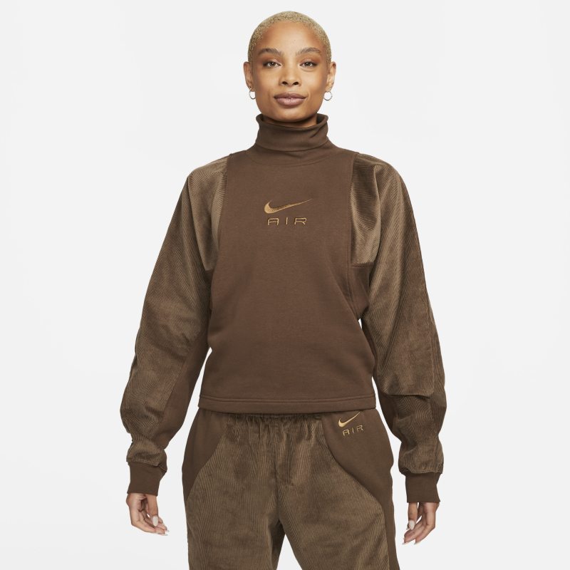 Mikina Nike Air Women's Corduroy Fleece Turtleneck Top Hnedá | DQ6924-259, 0