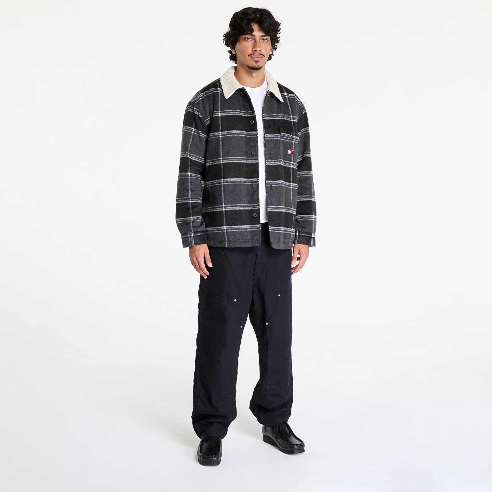 Check Sherpa Overshirt Black Check