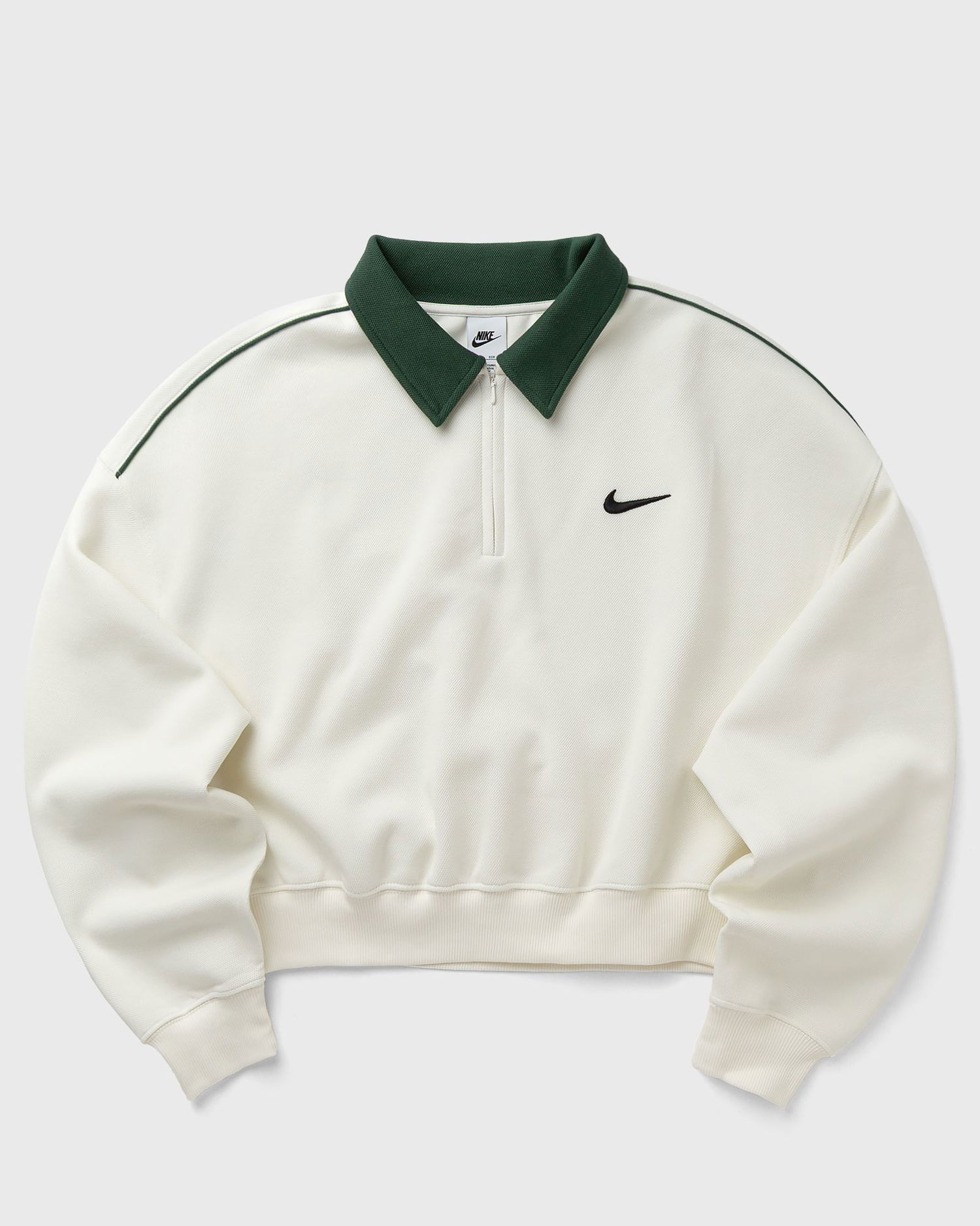 Mikina Nike Collared Quarter-Zip Cropped Sweatshirt Biela | IO8837-133, 0
