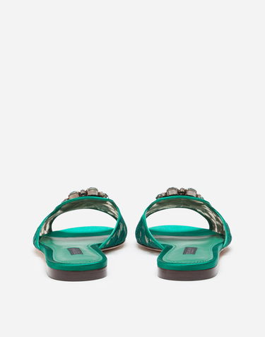 Tenisky a topánky Dolce & Gabbana Lace Crystal Slides Zelené | CQ0023AL1988M072, 2