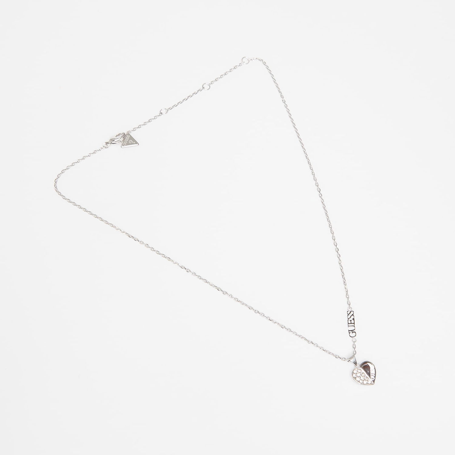 Náhrdelník GUESS Lovely Guess Heart Pendant Necklace with Crystals Metalická | JUBN03035JWRH-SILVER, 0