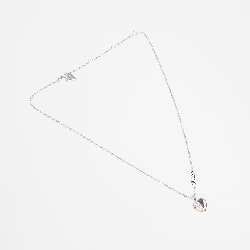 Náhrdelník GUESS Lovely Guess Heart Pendant Necklace with Crystals Metalická | JUBN03035JWRH-SILVER