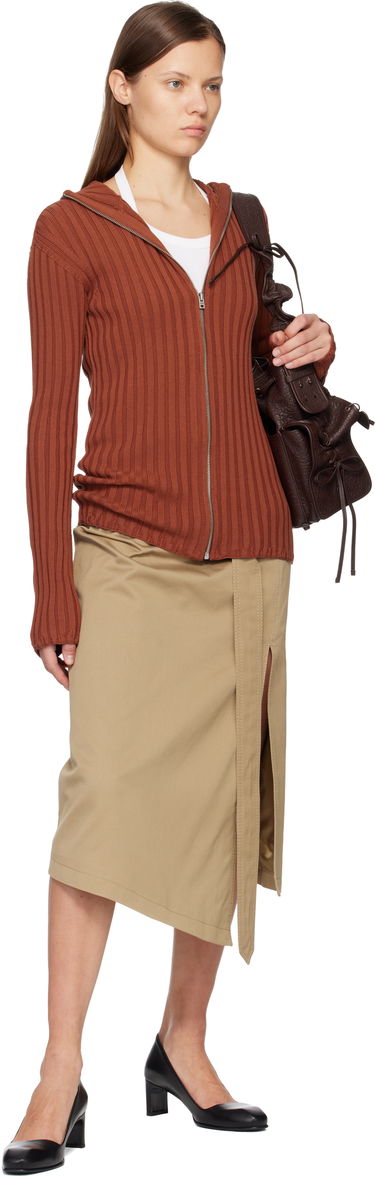 Mikina Acne Studios Acne Studios Ribbed Knit Zip-Up Hoodie Hnedá | C60112-, 3