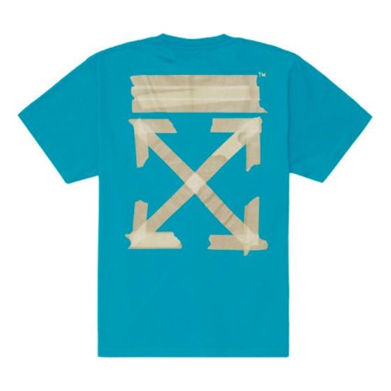 Tričko Off-White Diagonal Arrows Tape Short Sleeve T-Shirt Modrá | OMAA038R201850023948, 0