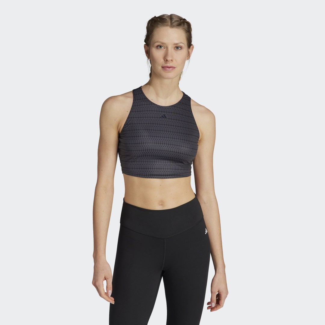 Tielko adidas Originals Yoga Studio Print Tank Top Čierna | IL3951, 1