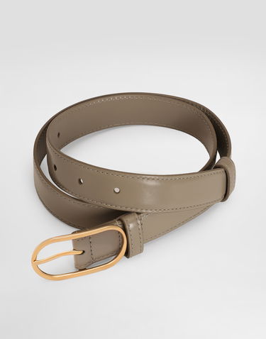 Opasok Dolce & Gabbana Dolce & Gabbana Calfskin Belt with Oval Buckle Béžová | BE1654A3G198I399, 2