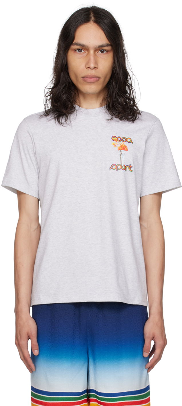 Tričko Casablanca 'La Flamme Du Sport' T-Shirt Šedá | WF23-JTS-002-05 GREY MARLE JERSE, 0