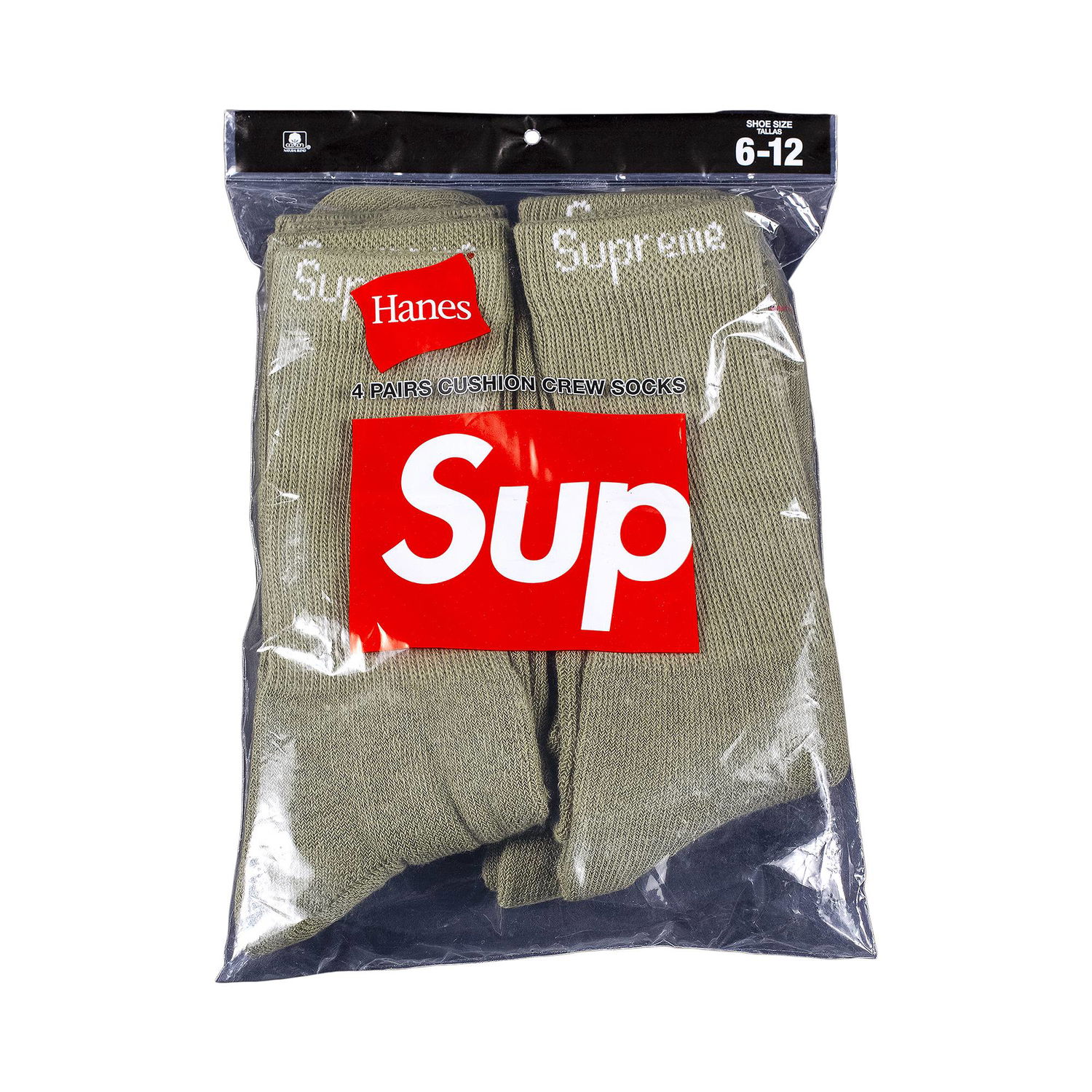 Ponožky Supreme Hanes x Crew Socks 4-Pack Zelené | SS22A27 OLIVE, 1