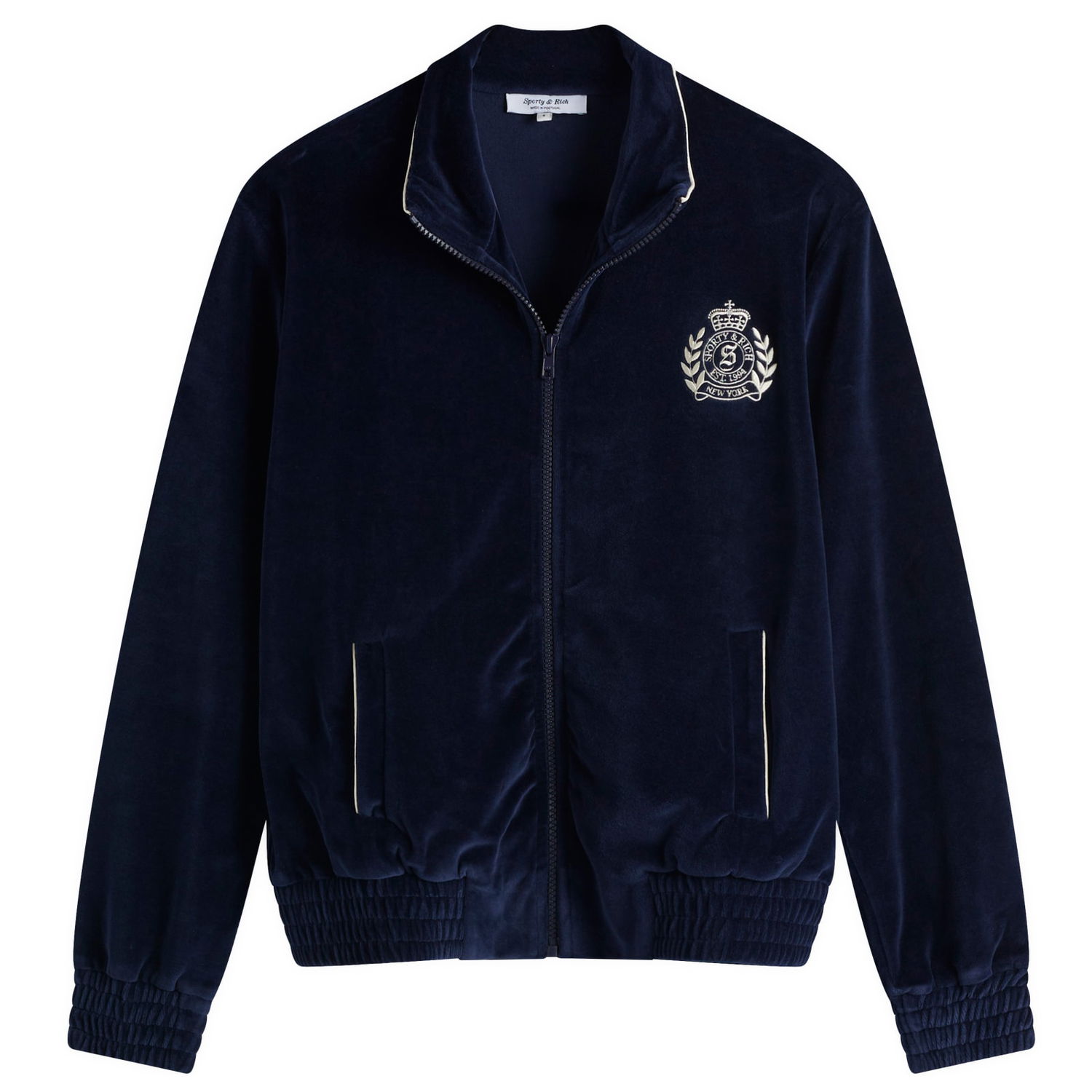 Bomber bunda Sporty & Rich Sporty & Rich NY Crest Velour Track Jacket Navy | JA063511243BL32-NVY, 1